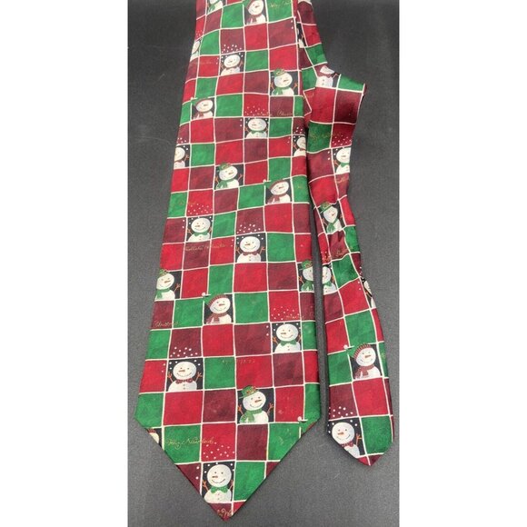 Hallmark Mens Neck Tie Christmas Snowman Red Green Novelty Holidays 56" Gift - Picture 4 of 8